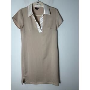 Amanda Maria Beige Cap Sleeve Collared Midi Dress Sz S